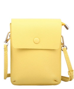 Fashion Pebble Flap Crossbody Bag Cell Phone Purse CA105 YELLOW